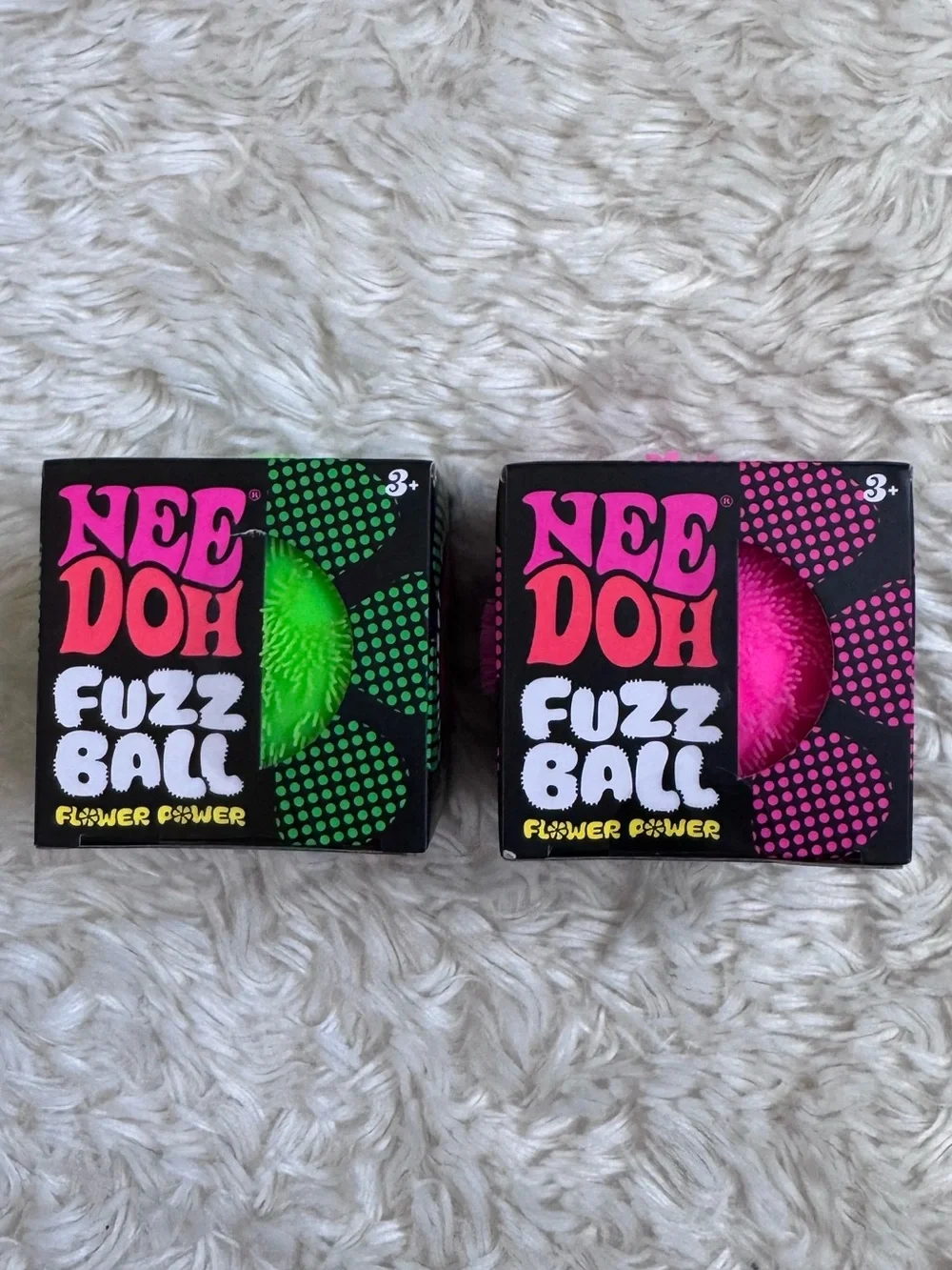BNIB Schylling NeeDoh Fuzz Ball Wonder Waves & Flower Power Bundle - Authentic